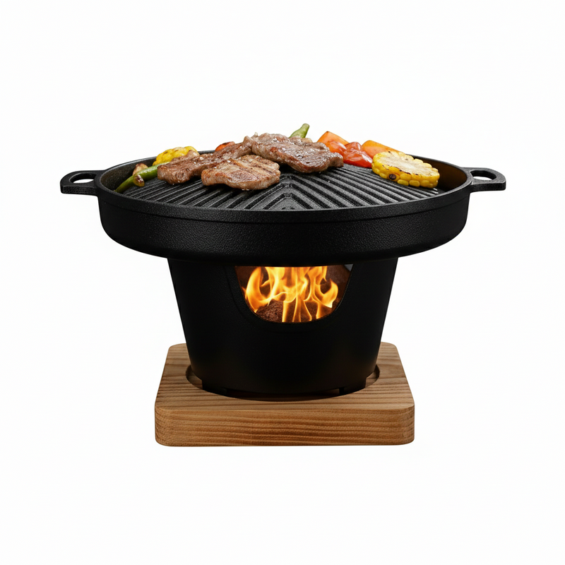 Mini Barbecue Coréen de Table 20cm | Korean BBQ Nomade | Fonte & Bois | Yakitori & Bulgogi
