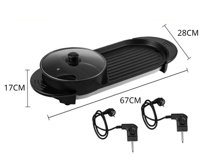 Station de Cuisson Duo 2-en-1 | Gril & Hot Pot Shabu-Shabu | 2200W | Korean BBQ de Table
