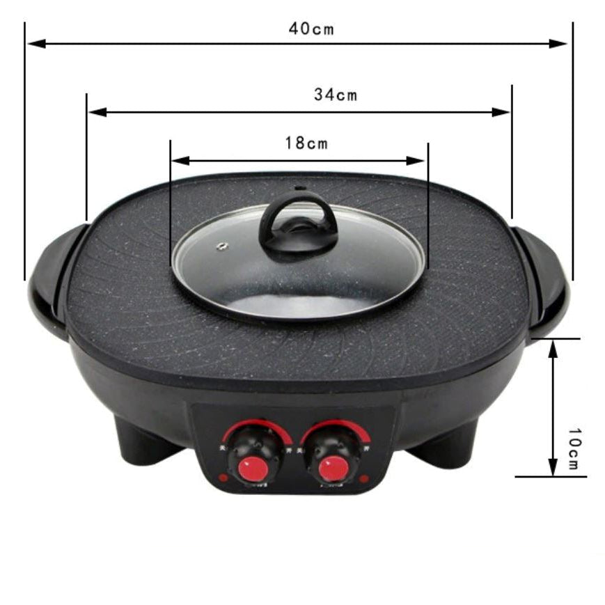 Station de Cuisson Ronde 2-en-1 | Gril & Fondue Coréenne | 1300W | Korean BBQ Authentique