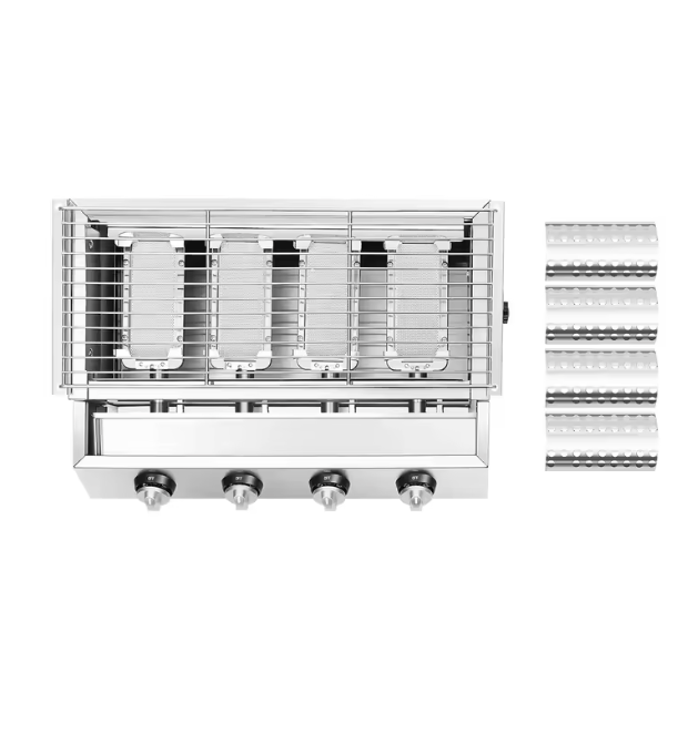 Barbecue à Gaz Professionnel Inox 4 Brûleurs | Allumage Électronique | Thermomètre Intégré | 4-6 Personnes