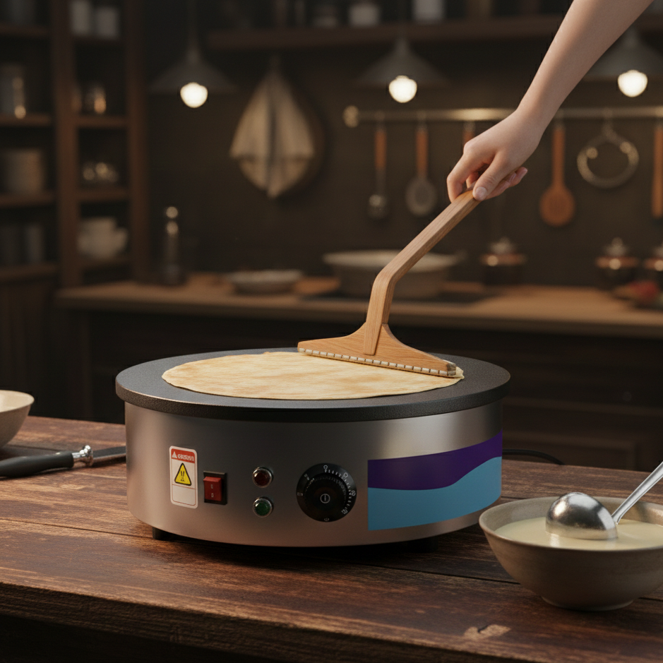 Crêpière Électrique Professionnelle Fonte 45cm | 3000W | Crêpes Bretonnes & Galettes de Sarrasin
