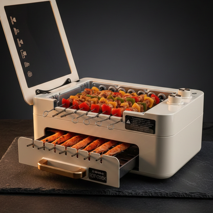 Barbecue Électrique Rotatif 1000W | Rôtissoire & Gril | Poulet Rôti Maison | Intérieur & Extérieur