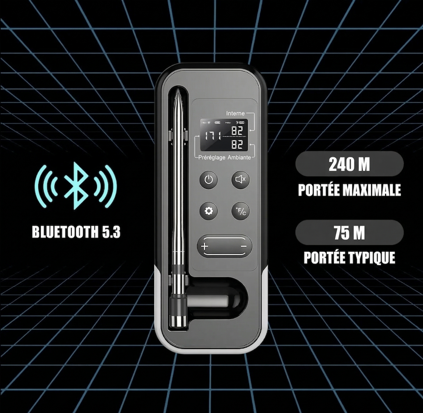 Thermomètre Intelligent Bluetooth BBQ | Application Smartphone | Sonde Sans Fil | Four & Gril