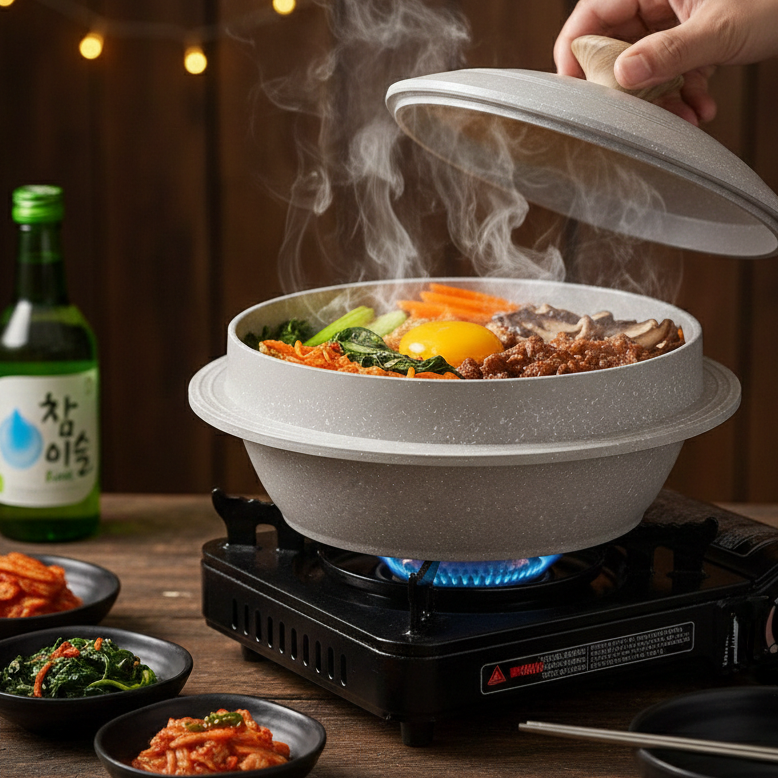 Cocotte Coréenne Stone Pot | Pierre & Fonte d'Aluminium | Bibimbap & Cuisine Coréenne Authentique