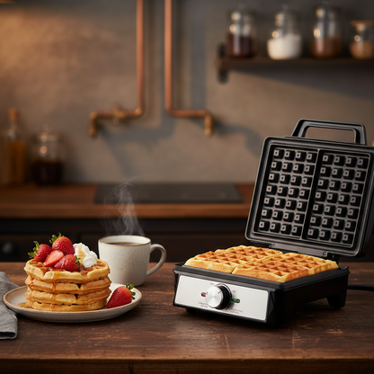 Gaufrier Électrique Professionnel Inox 1600W | Gaufres Belges & Liégeoises | Plaques Antiadhésives