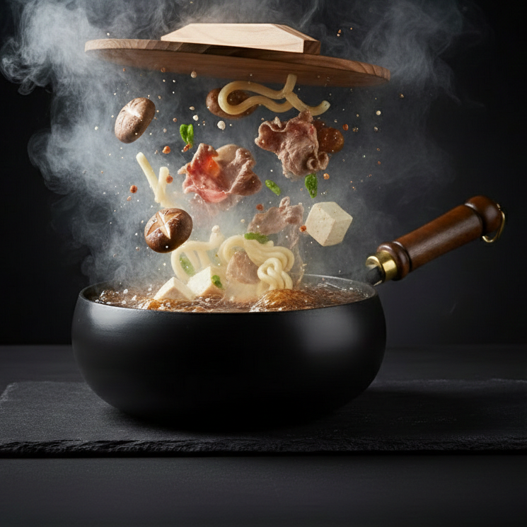 Wok en Fonte Style Japonais | Compatible Induction & Gaz | 3 Couvercles au Choix | Cuisine Asiatique