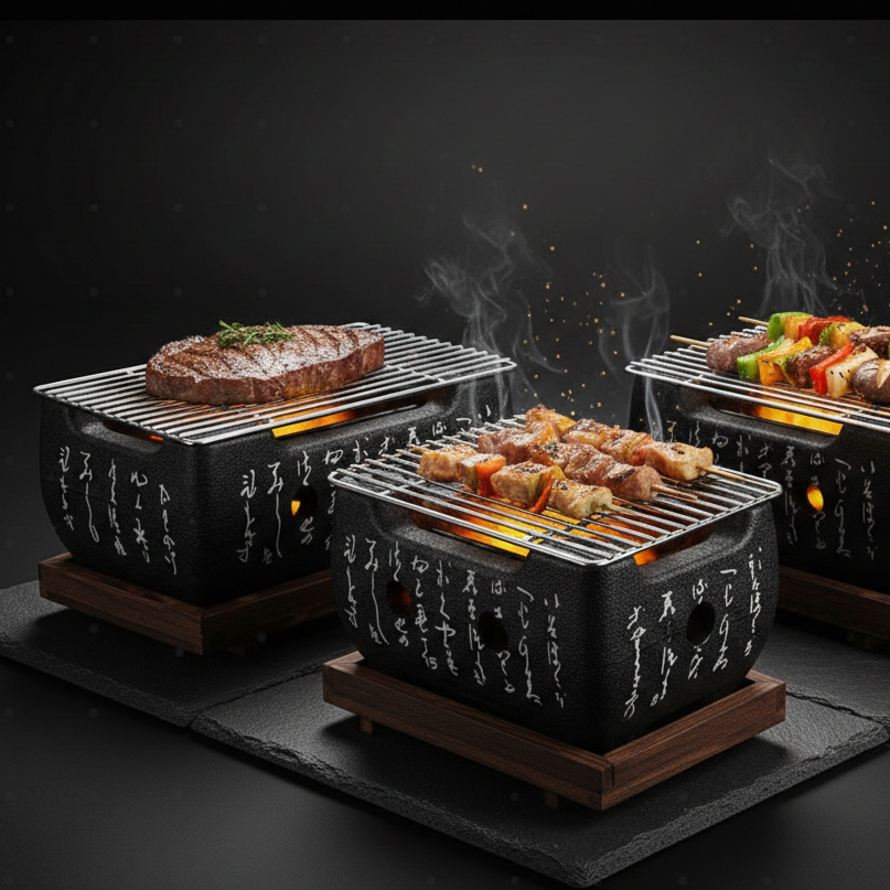 Barbecue Japonais Nomade | Charbon de Bois | Yakitori, Kushiyaki & Yakiniku | Style Shichirin