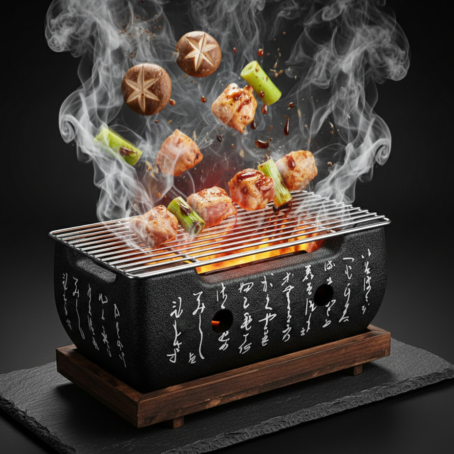 Barbecue Japonais Nomade | Charbon de Bois | Yakitori, Kushiyaki & Yakiniku | Style Shichirin