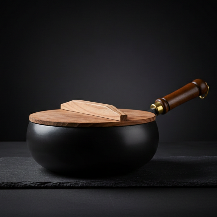 Wok en Fonte Style Japonais | Compatible Induction & Gaz | 3 Couvercles au Choix | Cuisine Asiatique