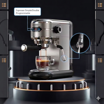 Machine à Expresso Inox 20 Bar | Système Thermobloc | Expresso, Cappuccino & Latte | Ultra-Compacte 12cm