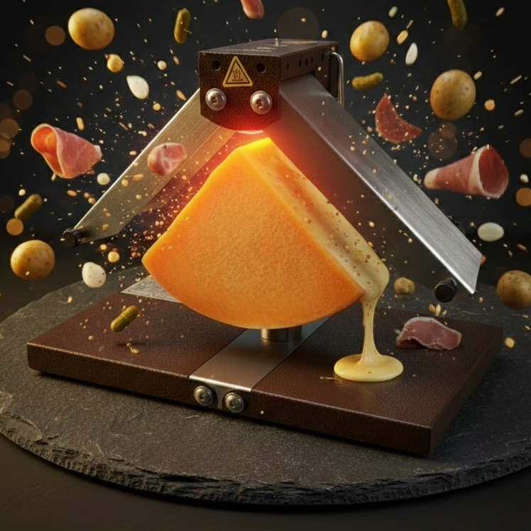 Appareil à Raclette & Fondue Électrique 2-en-1 | Fonte Émaillée | Raclette Traditionnelle & Fromage Fondu