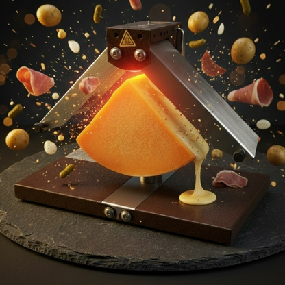 Appareil à Raclette & Fondue Électrique 2-en-1 | Fonte Émaillée | Raclette Traditionnelle & Fromage Fondu