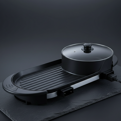 Station de Cuisson Duo 2-en-1 | Gril & Hot Pot Shabu-Shabu | 2200W | Korean BBQ de Table