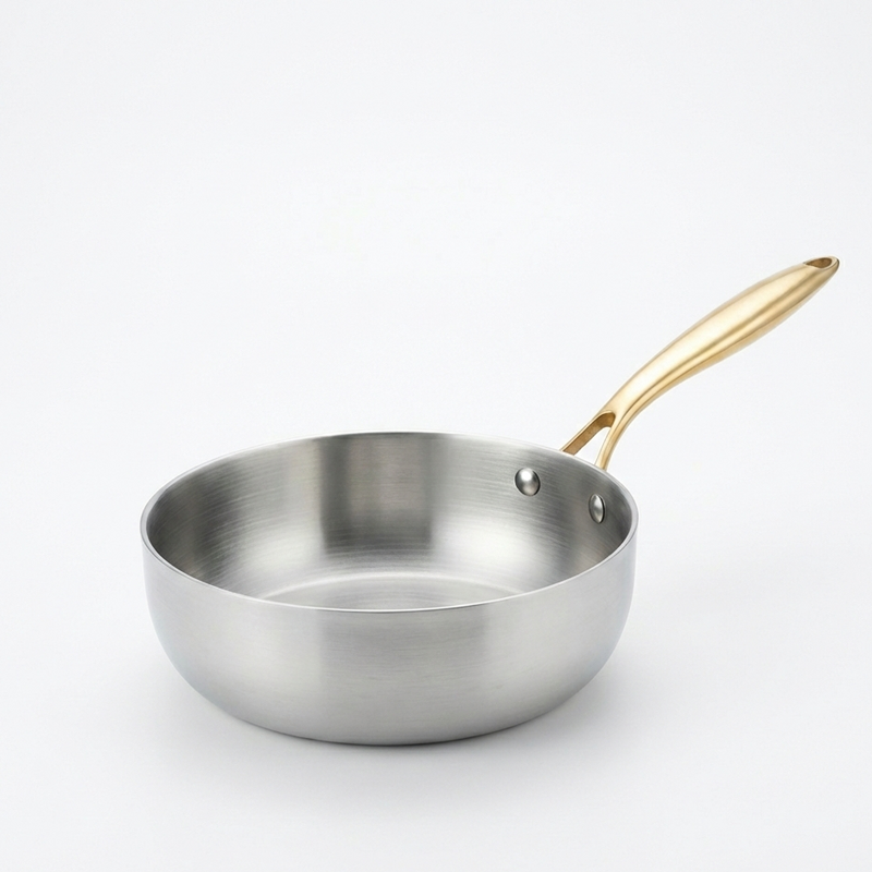 Poêle Professionnelle Inox 316 Manche Doré | Compatible Induction & Gaz | 28cm