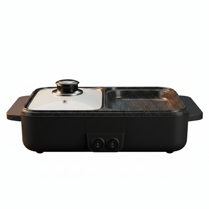 Station de Cuisson Électrique 2-en-1 | Gril & Fondue Shabu-Shabu | Barbecue de Table | 3 Coloris