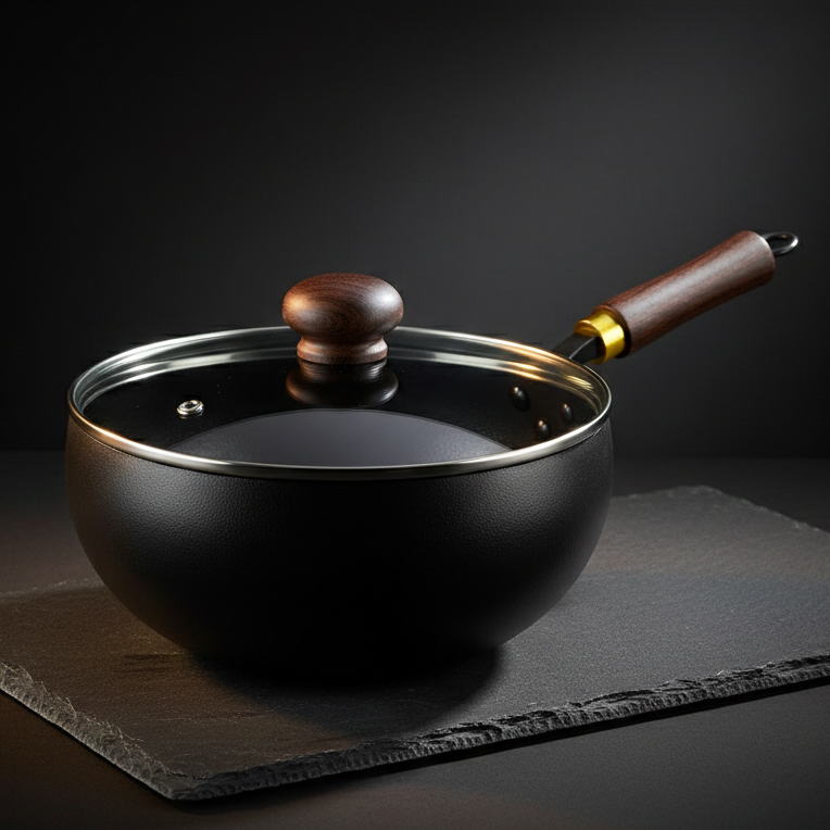 Wok en Fonte Style Japonais | Compatible Induction & Gaz | 3 Couvercles au Choix | Cuisine Asiatique