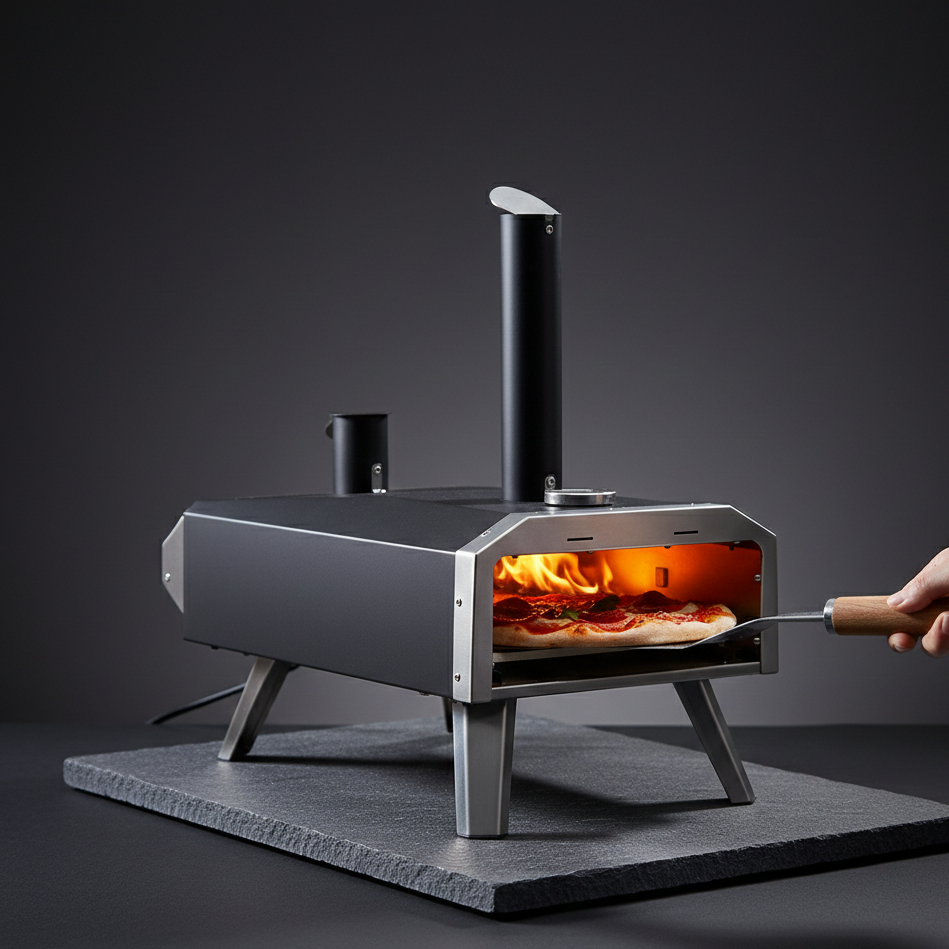 Four à Pizza Extérieur à Pellets | Pierre Réfractaire | Pizza Napolitaine Authentique | Bois de Chauffage