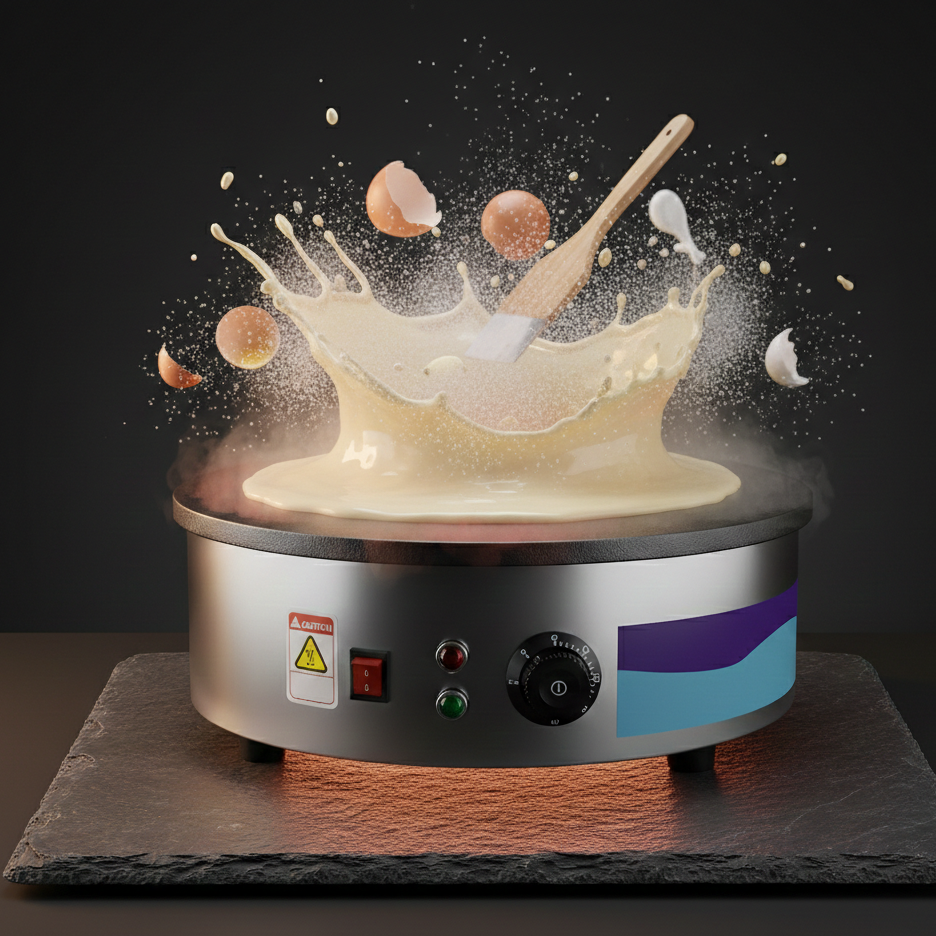 Crêpière Électrique Professionnelle Fonte 45cm | 3000W | Crêpes Bretonnes & Galettes de Sarrasin