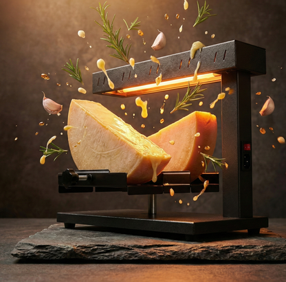 Rampe à Raclette Traditionnelle Double Demi-Meule | 650W | Fromage Fondu à la Flamme