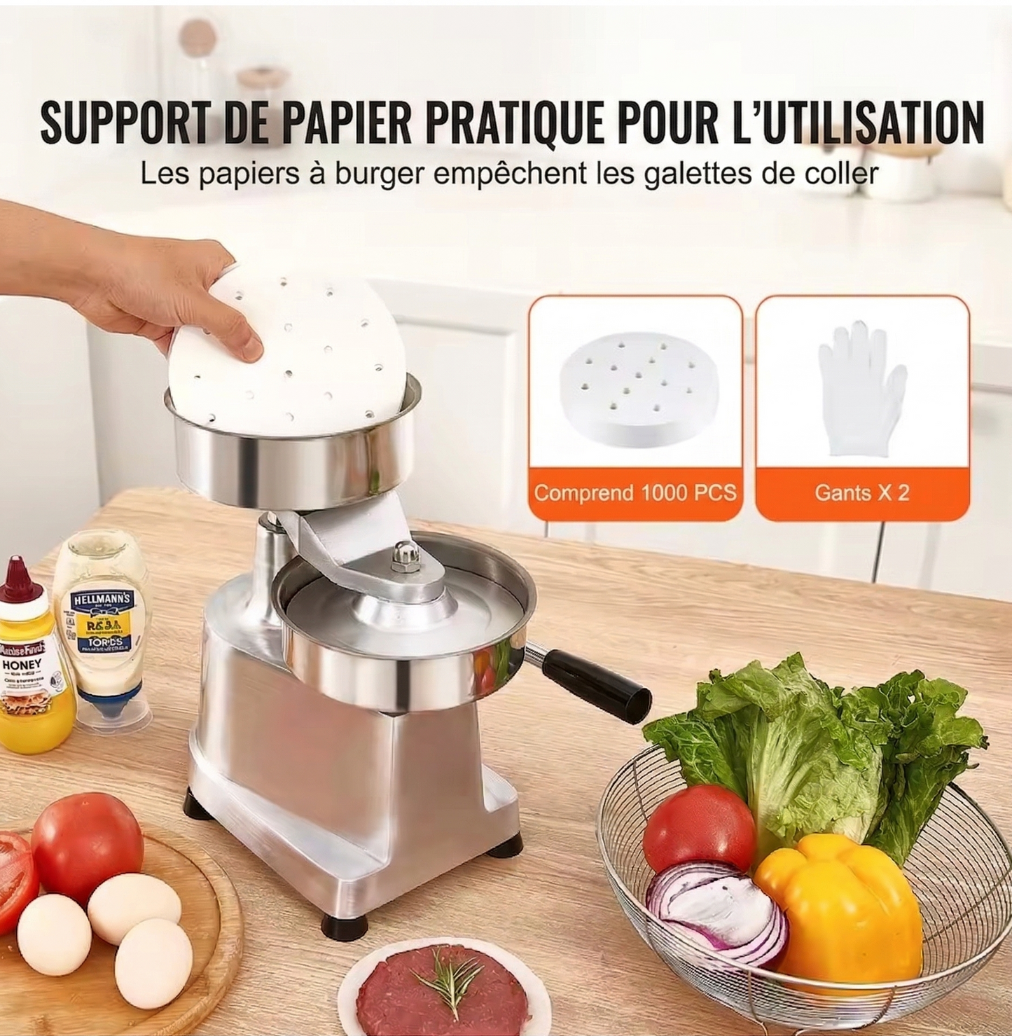Presse à Hamburger Professionnelle Manuelle | Steaks Hachés & Smash Burgers | 3 Diamètres