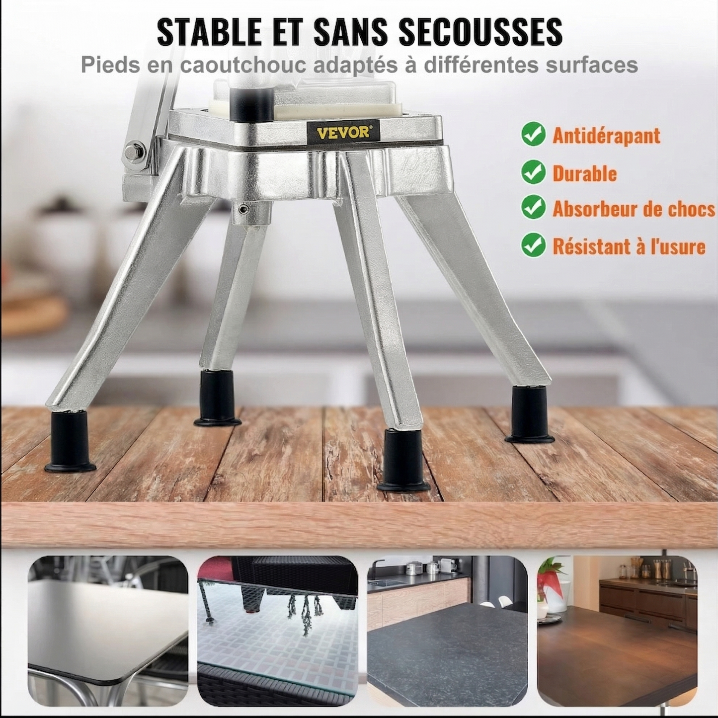 Coupe-Frite Professionnel Inox | 4 Lames Interchangeables 6-8-10-12mm | Frites & Légumes