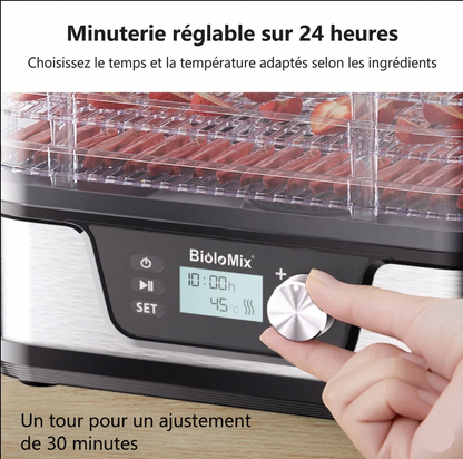 Déshydrateur Alimentaire 5 Plateaux | Minuterie Numérique | Sans BPA | Fruits, Légumes & Viande