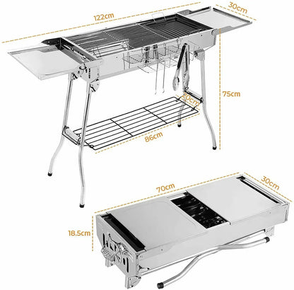 Barbecue charbon portable acier inoxydable ailes pliantes Le Comptoir Culinaire
