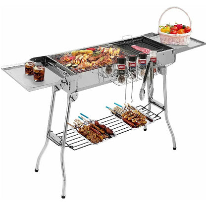 Barbecue charbon portable acier inoxydable ailes pliantes Le Comptoir Culinaire