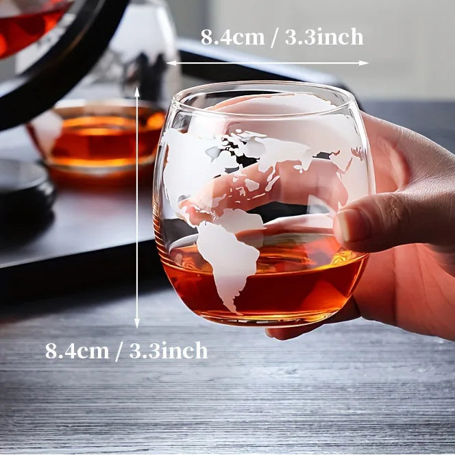 Coffret carafe globe cristal 900ml 2 verres support bois Le Comptoir Culinaire