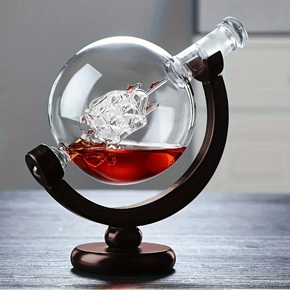 Coffret carafe globe cristal 900ml 2 verres support bois Le Comptoir Culinaire