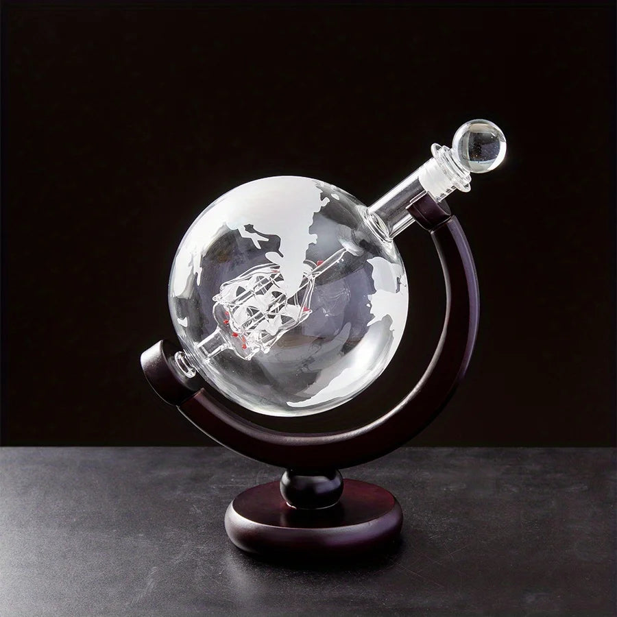 Coffret carafe globe cristal 900ml 2 verres support bois Le Comptoir Culinaire