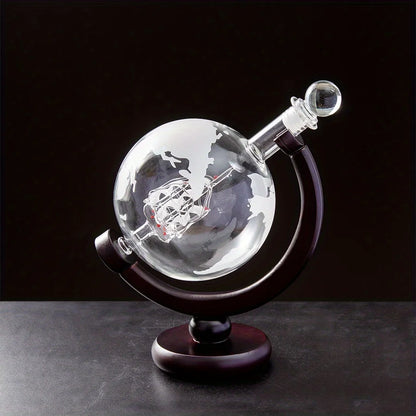 Coffret carafe globe cristal 900ml 2 verres support bois Le Comptoir Culinaire