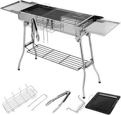 Barbecue charbon portable acier inoxydable ailes pliantes Le Comptoir Culinaire