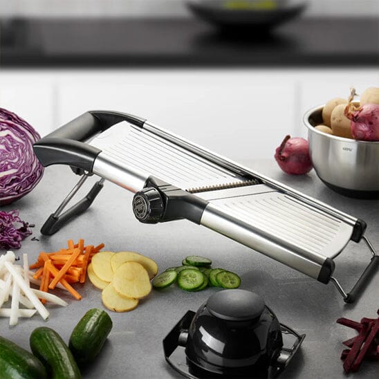 Mandoline Professionnelle Japonaise | 5 Lames | Julienne, Tranches & Chips | Acier Inoxydable